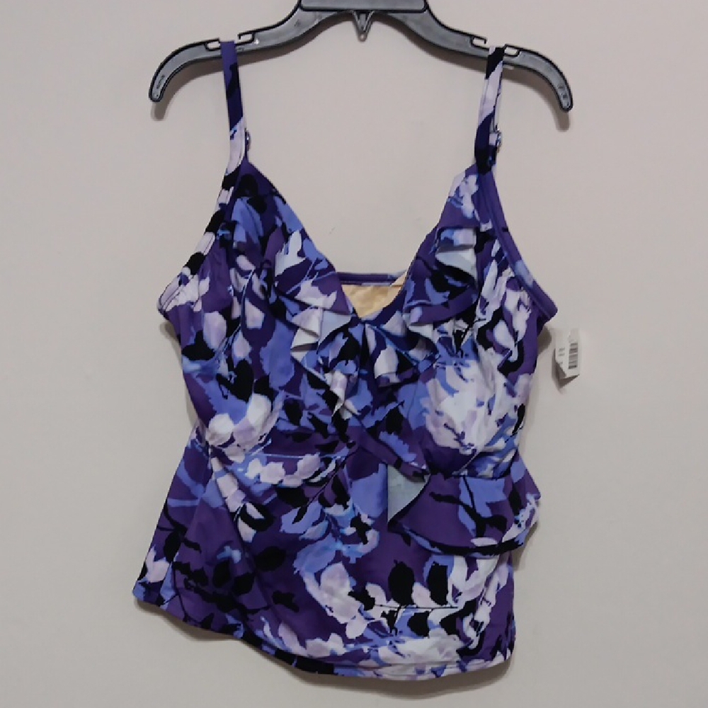Vibrant Purple Floral Bathing Suit Top